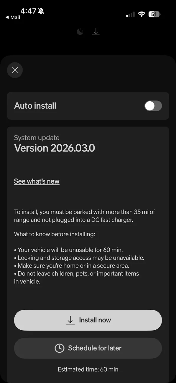 Rivian R1T R1S 2026.03 Update Pushed! Now Installing IMG_0583