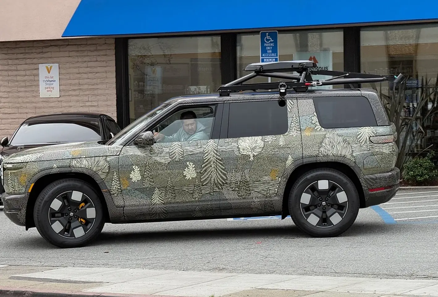 Rivian R1T R1S R2 prototype in the wild with roof rack (2/26/26 @ Redwood City) rivian-r2-roof-rack 2