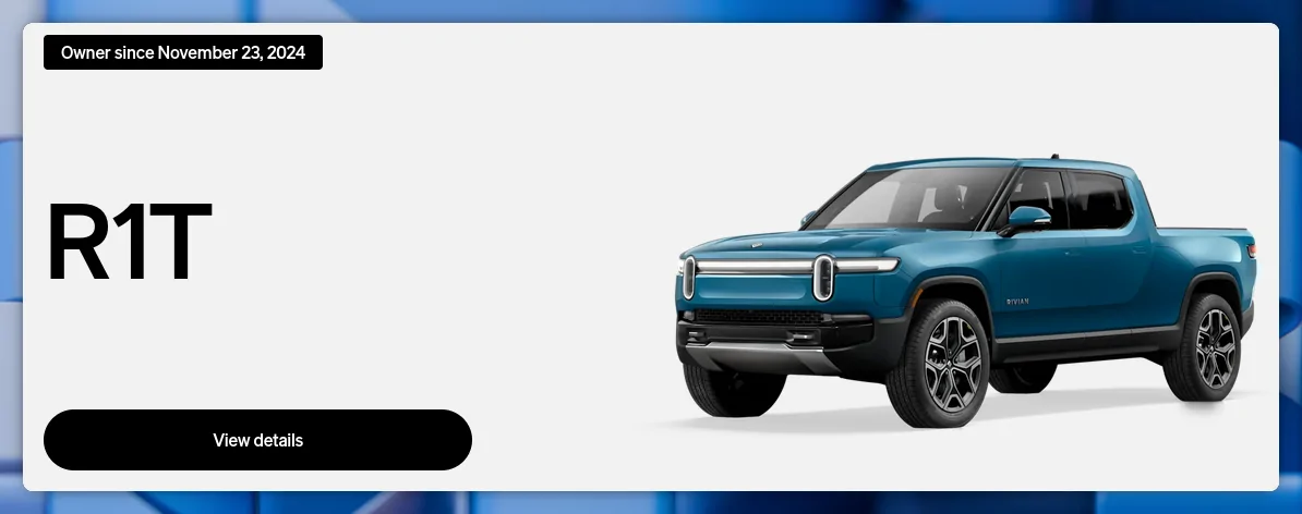 Rivian R1T R1S "Owner Since" date info now displayed in Rivian Account 3/2026 Screenshot