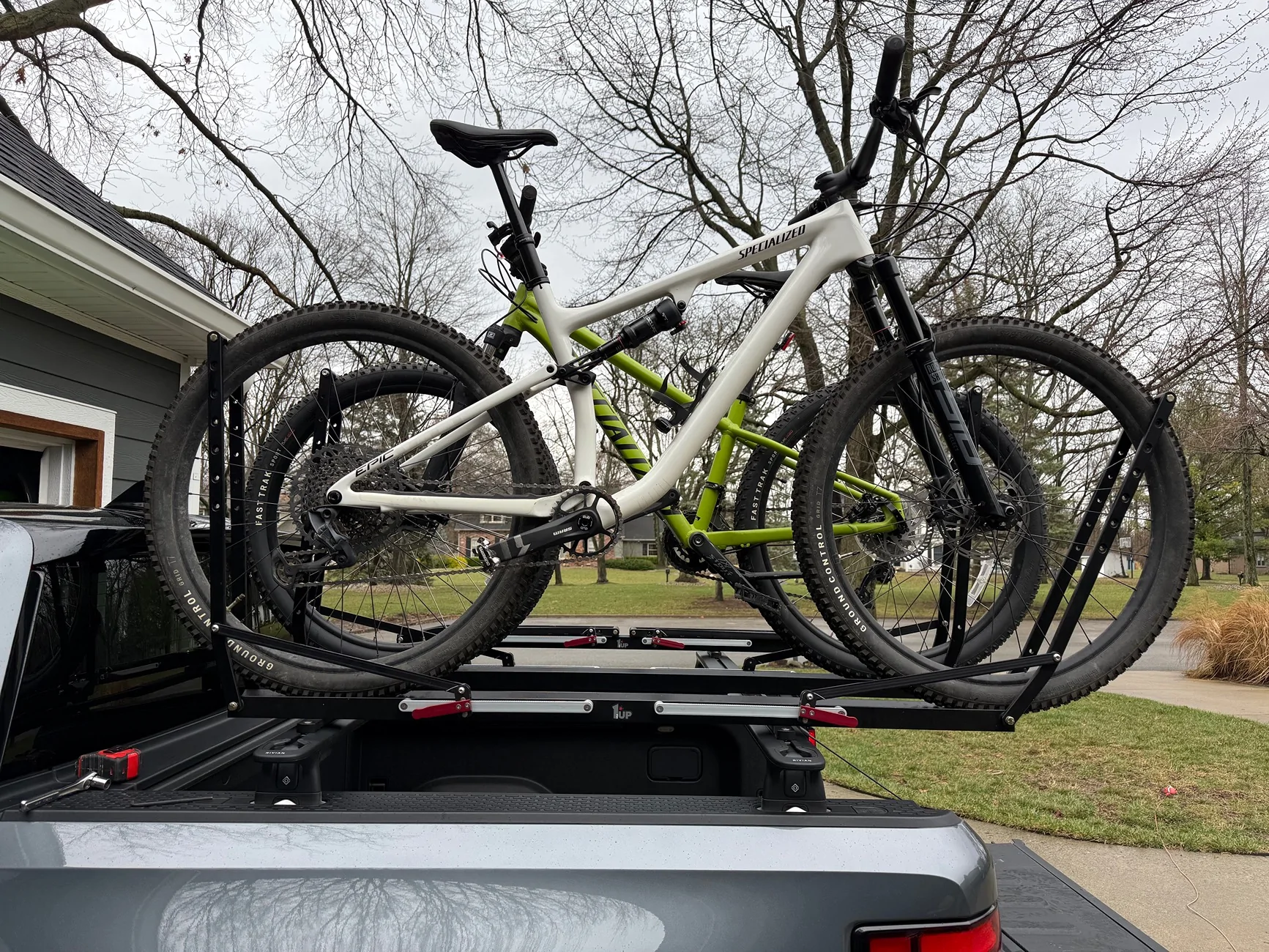 Rivian R1T R1S Antitheft Device for 1Up Bike Racks on Rivian Crossbars IMG_9249