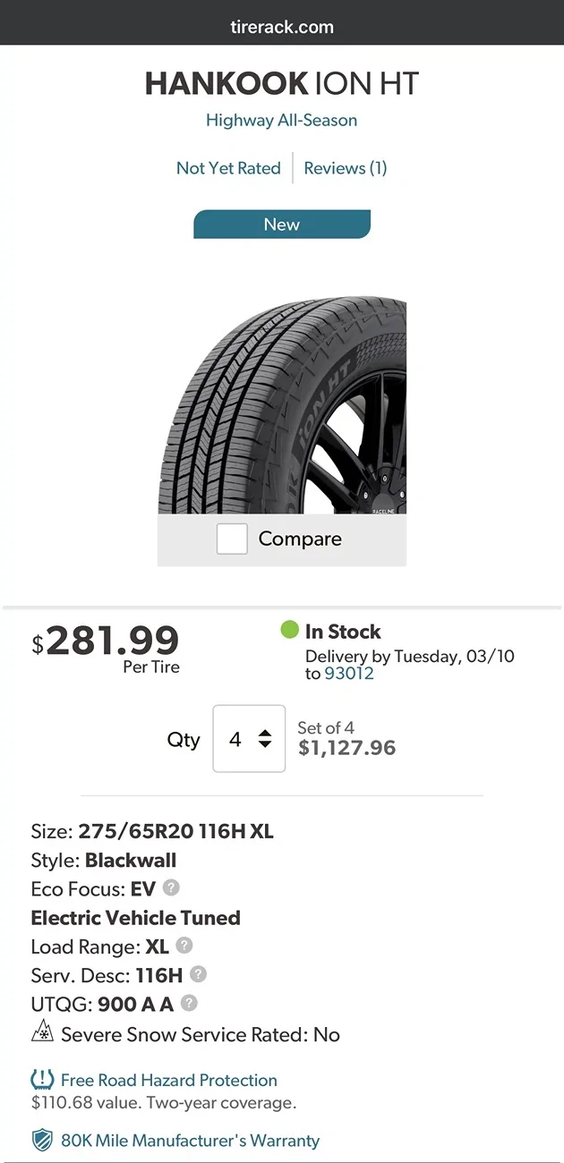 Rivian R1T R1S New Tire: GoodYear ElectricDrive AT IMG_5929