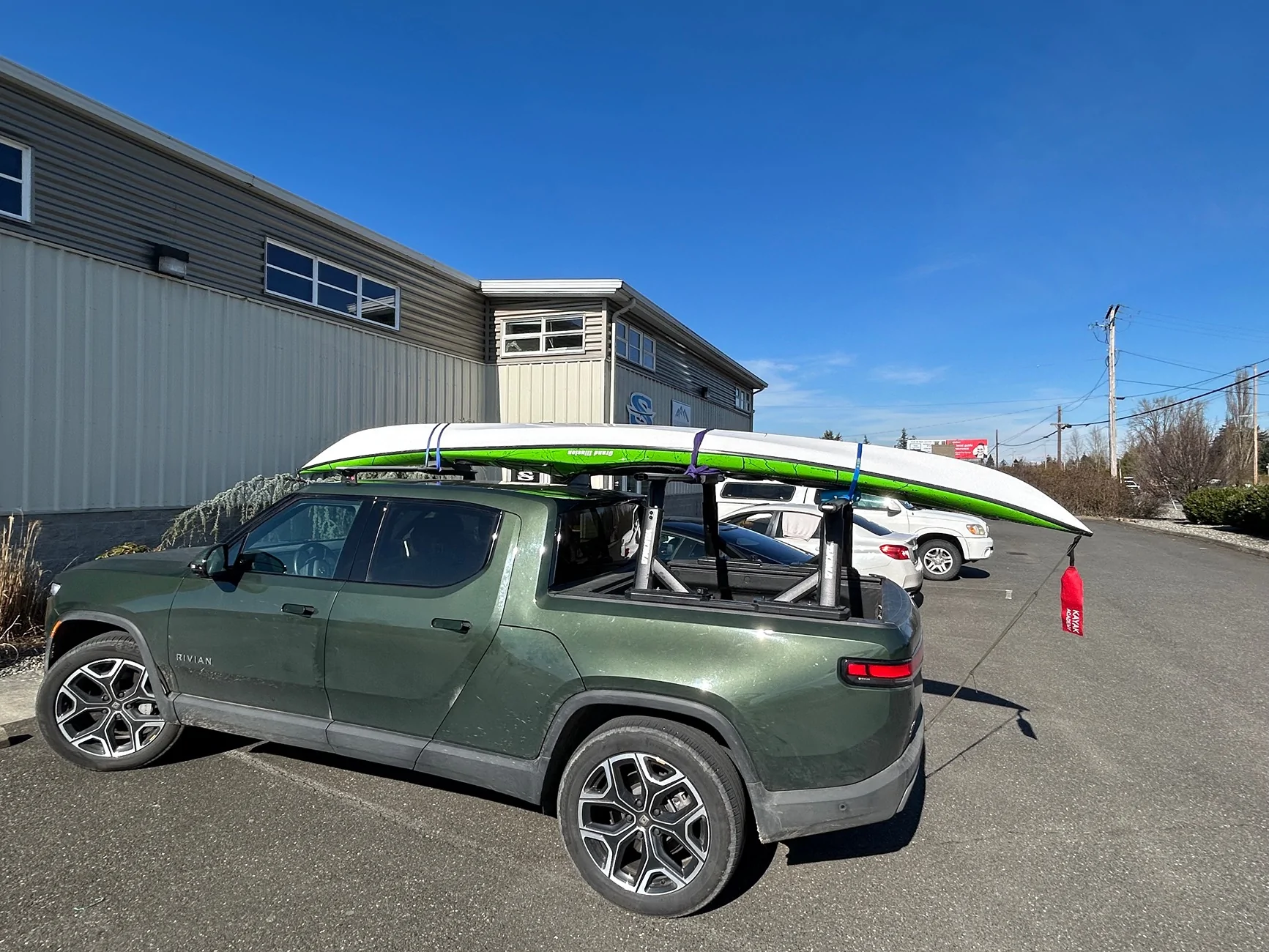 Rivian R1T R1S Fine Tuning a Sturdy Sea Kayak Rack for R1T IMG_2323