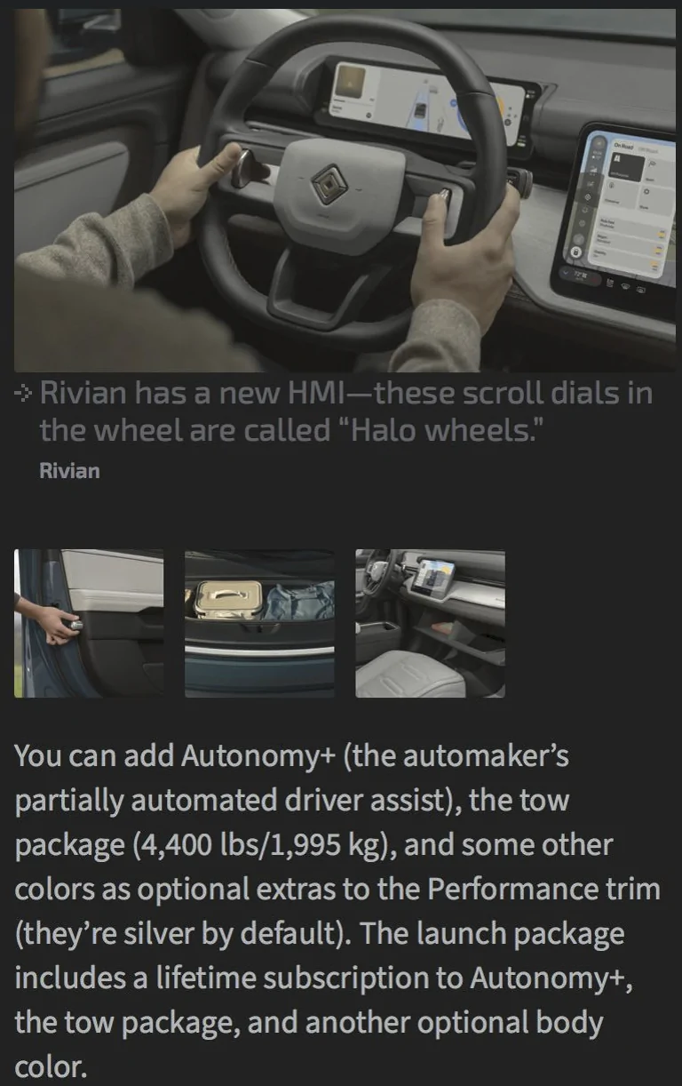Rivian R1T R1S 2026 R2 pricing, range & specs! $57,990 Performance Launch Edition / $53,990 Premium /  $48,490 Standard / $45,000 Standard (Smaller Battery) ars_3