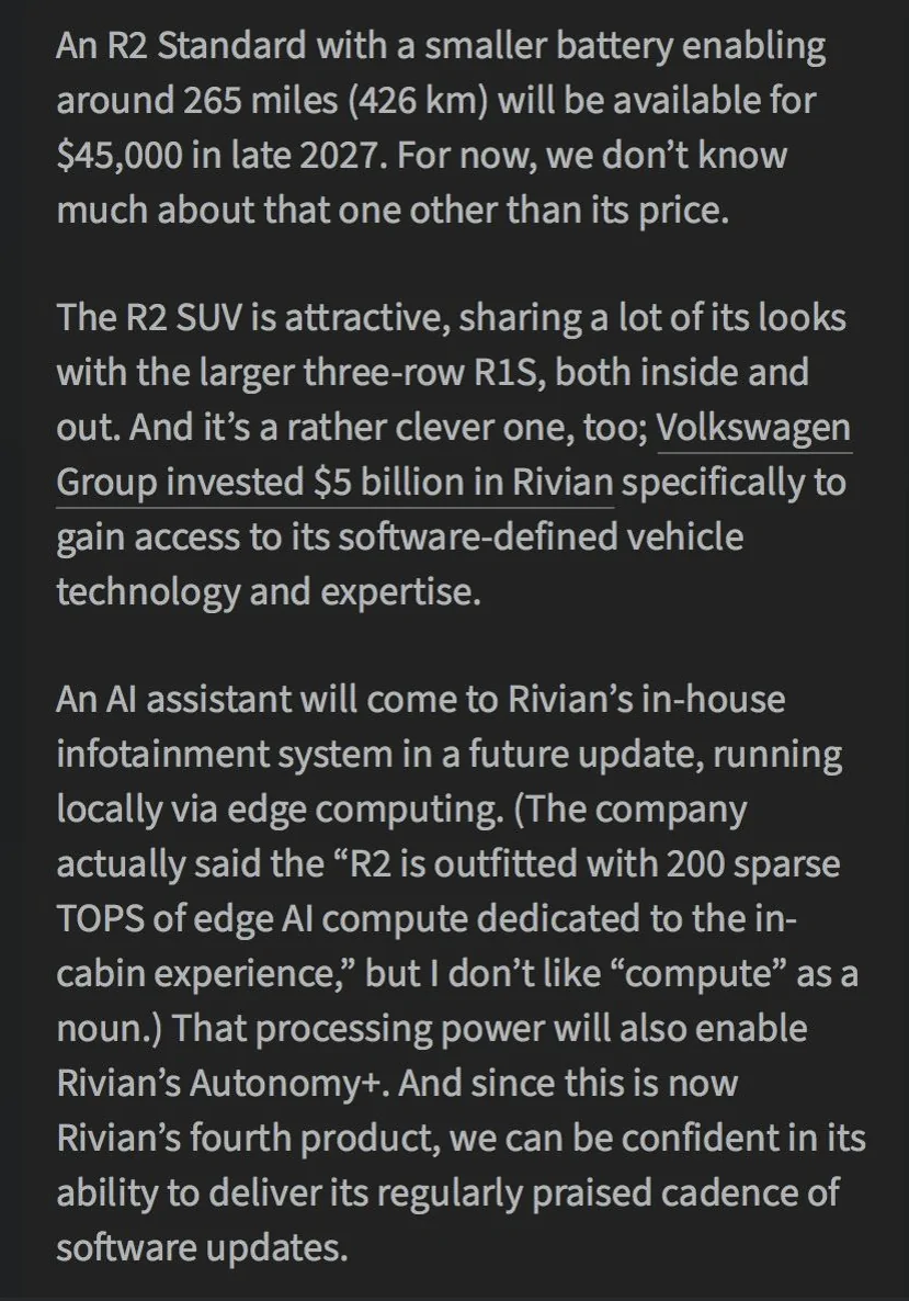 Rivian R1T R1S 2026 R2 pricing, range & specs! $57,990 Performance Launch Edition / $53,990 Premium /  $48,490 Standard / $45,000 Standard (Smaller Battery) ars_6