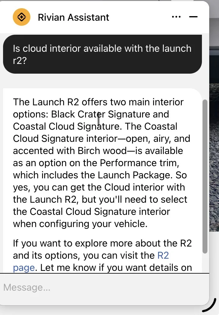 Rivian R1T R1S Coastal Cloud Interior Not Available with R2 Launch Edition IMG_1605