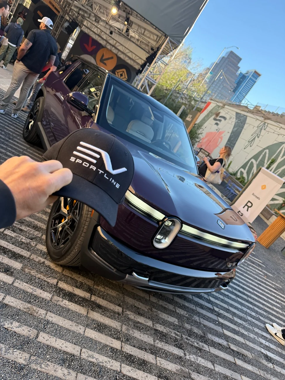 Rivian R1T R1S Live from Rivian Roadshow - R2 in Borealis & First Look at Sleeping Mattress w/ Fold Down Rear Seats + V2L Adapter IMG_9376