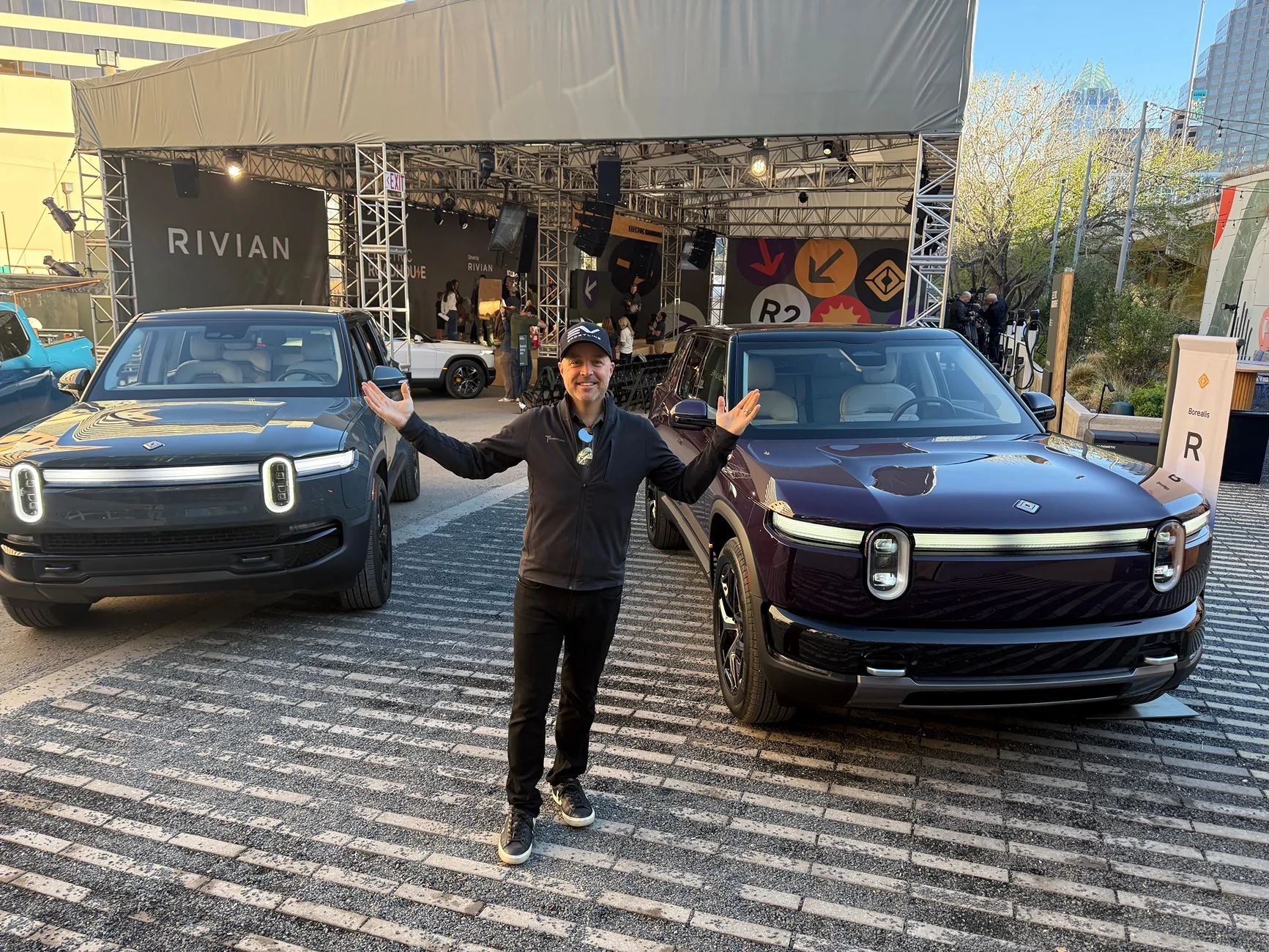 Rivian R1T R1S Live from Rivian Roadshow - R2 in Borealis & First Look at Sleeping Mattress w/ Fold Down Rear Seats + V2L Adapter IMG_9374