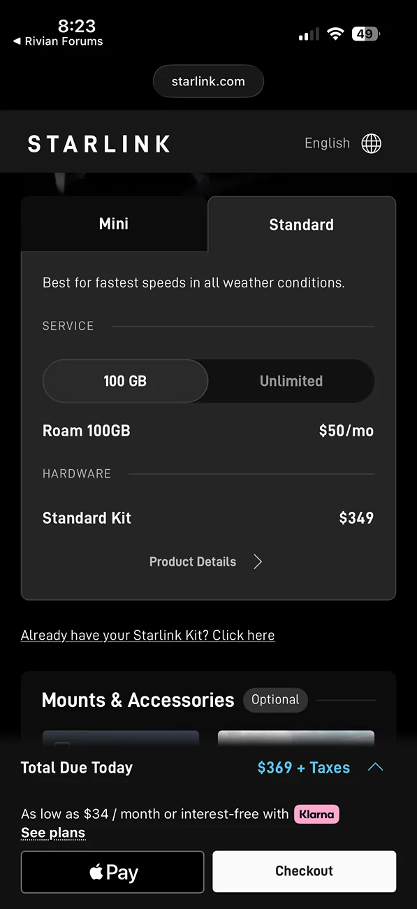 Rivian R1T R1S Starlink Standard Kit for $175! IMG_6959