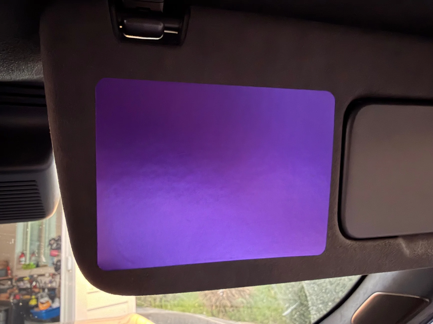 Rivian R1T R1S Covering up the visor warning labels IMG_0553