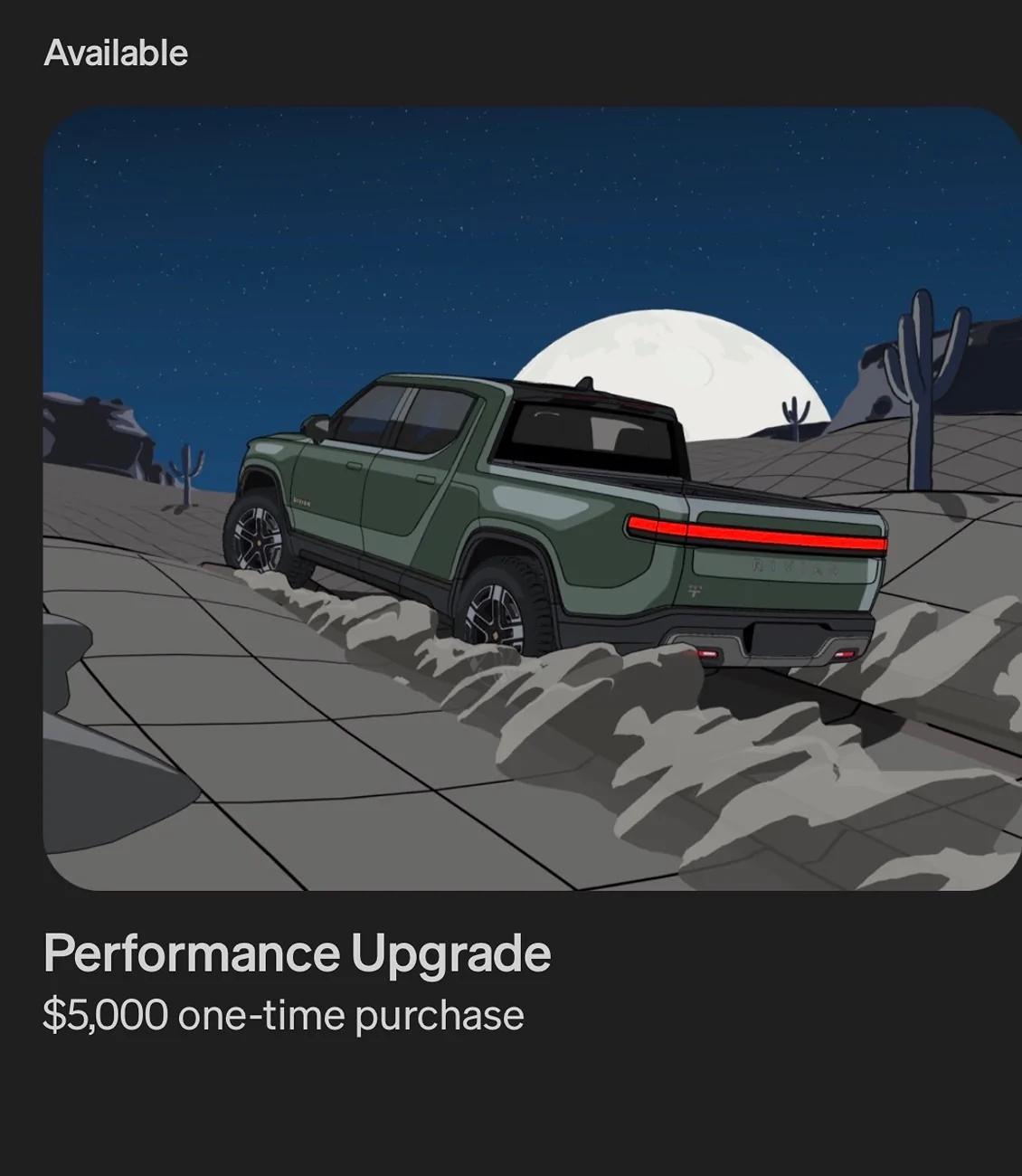 Rivian R1T R1S Anyone else notice the performance upgrade dissapeared? IMG_0116