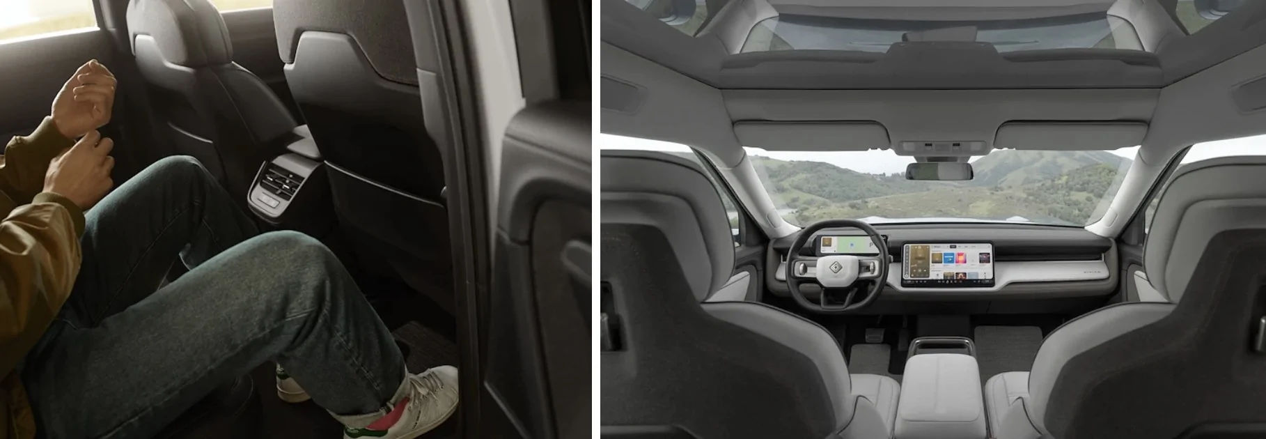 Rivian R1T R1S R2 Size: will it fit in my garage? How many suitcases can it hold? How roomy is backseat? Can golf clubs fit in front trunk frunk? Screenshot 2026-03-31 at 11.52.50 AM