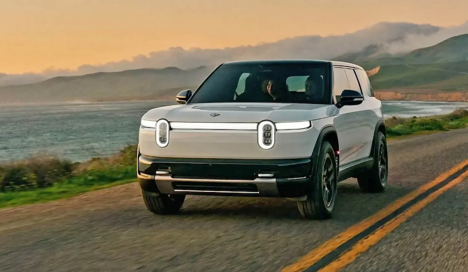 Rivian Glacier White R2 Rivians spotted in Irvine & LAX {filename}