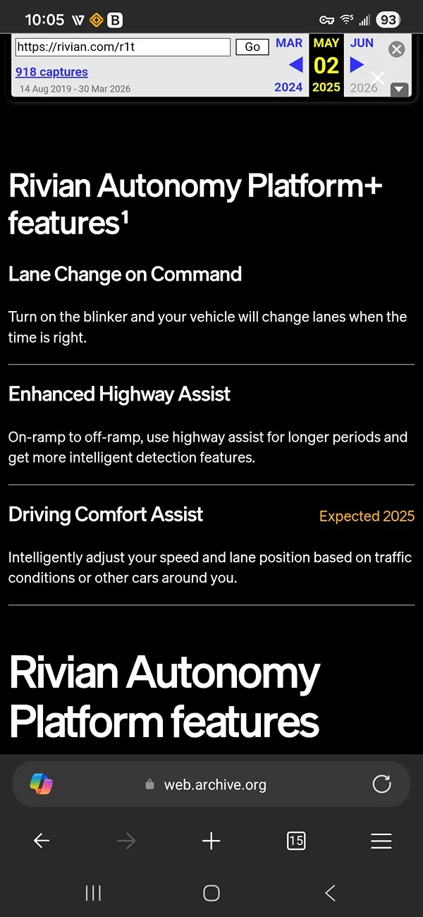 Rivian R1T R1S Rivian Enhanced Highway Assist - Hands or No Hands Screenshot_20260409_100542_Edg