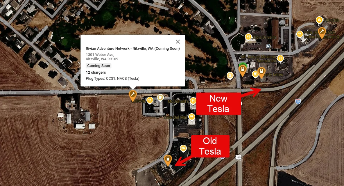 Rivian R1T R1S RAN Rivian Charging Stations Locations Map via Google Maps 1775770055294-i