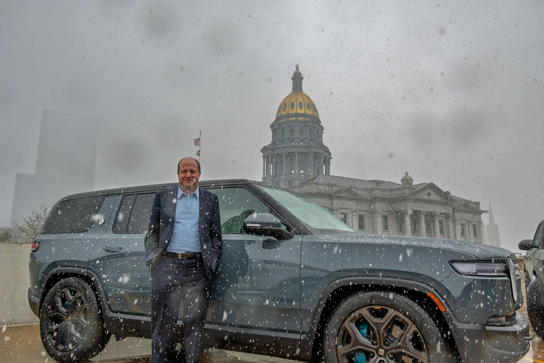Rivian R1T R1S R2 w/ Colorado Governor + Rivian Block Party Photos (Midnight Black + Catalina Cove R2) polis1