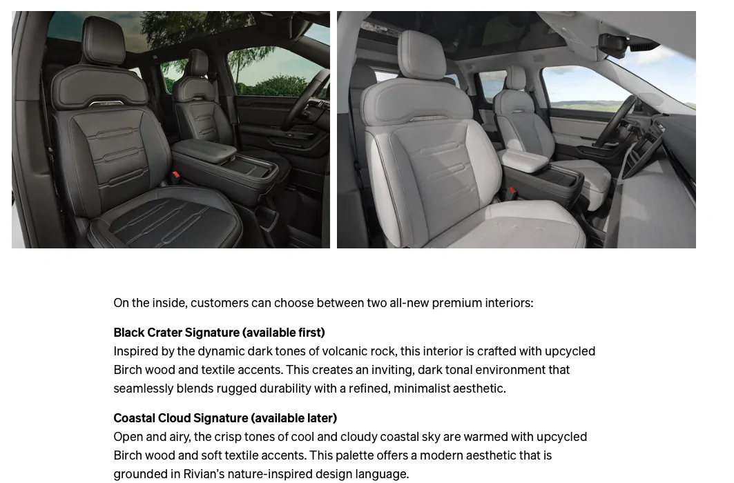 Rivian R1T R1S R2 Performance Launch Package Gets Costal Cloud Interior - Rivian Stories Screenshot 2026-04-28 at 1.19.29 PM