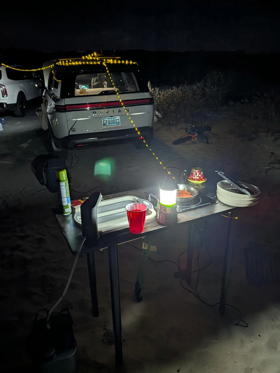 Rivian R1T R1S Induction cooking kitchen setup for camping PXL_20251114_222755891
