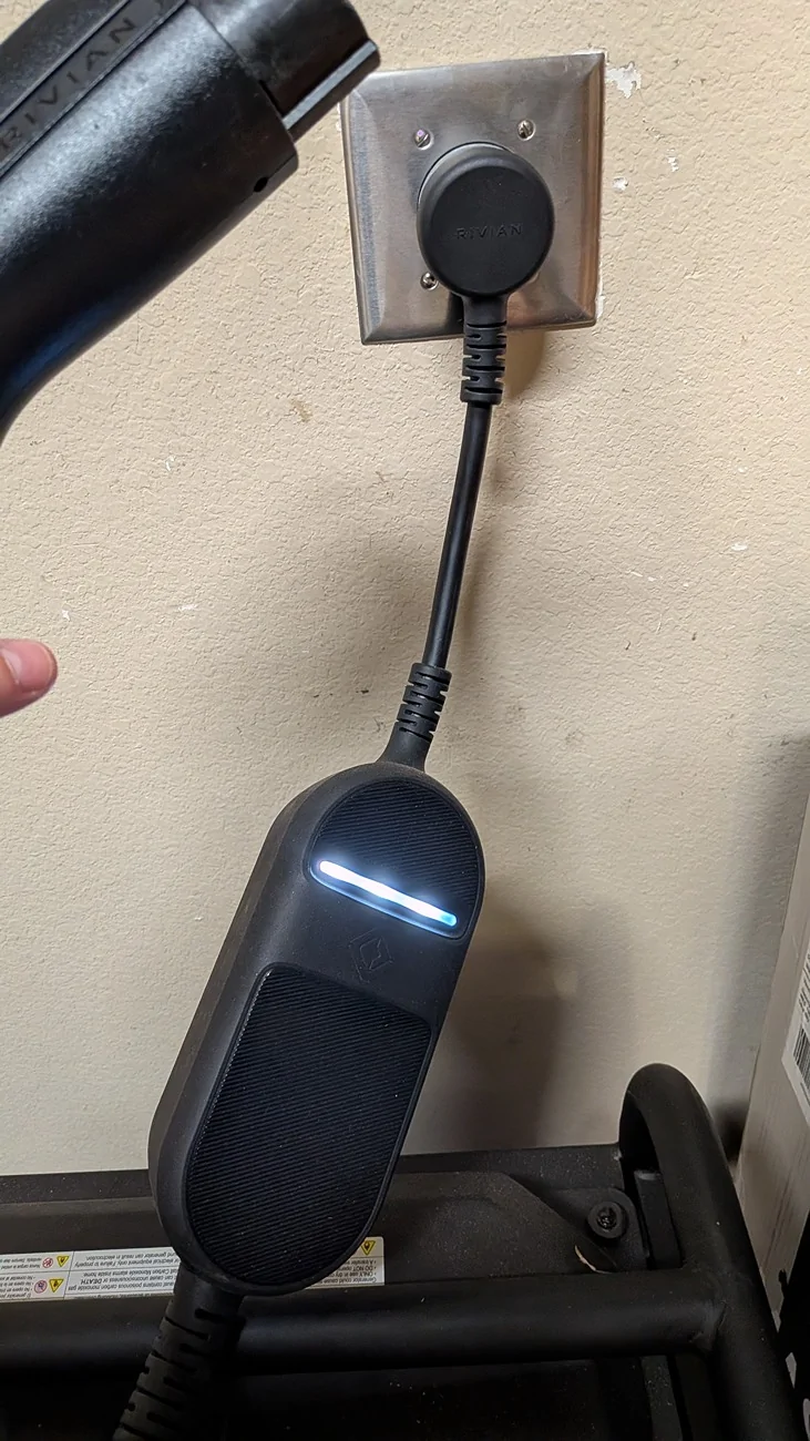 Rivian R1T R1S Home Charging Error - Using Portable Charger PXL_20260429_161231831