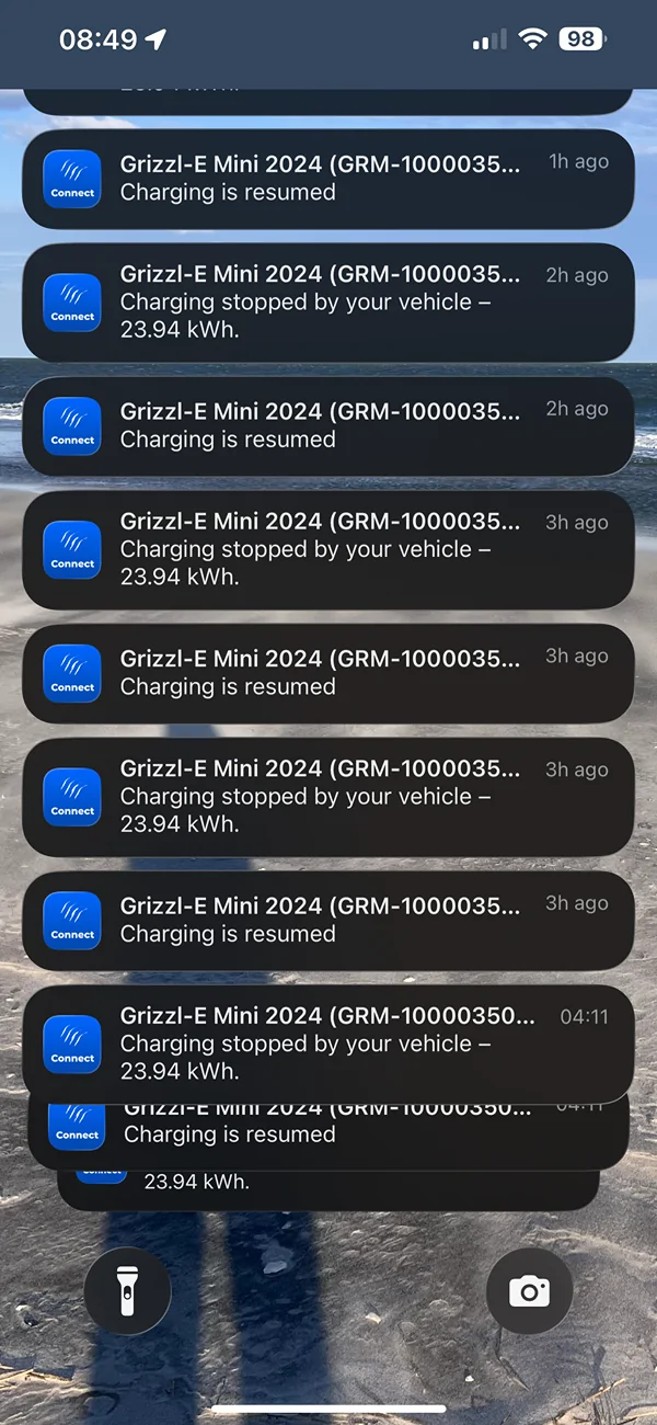 Rivian R1T R1S Frequent charging resume and stop after reaching % target IMG_0188