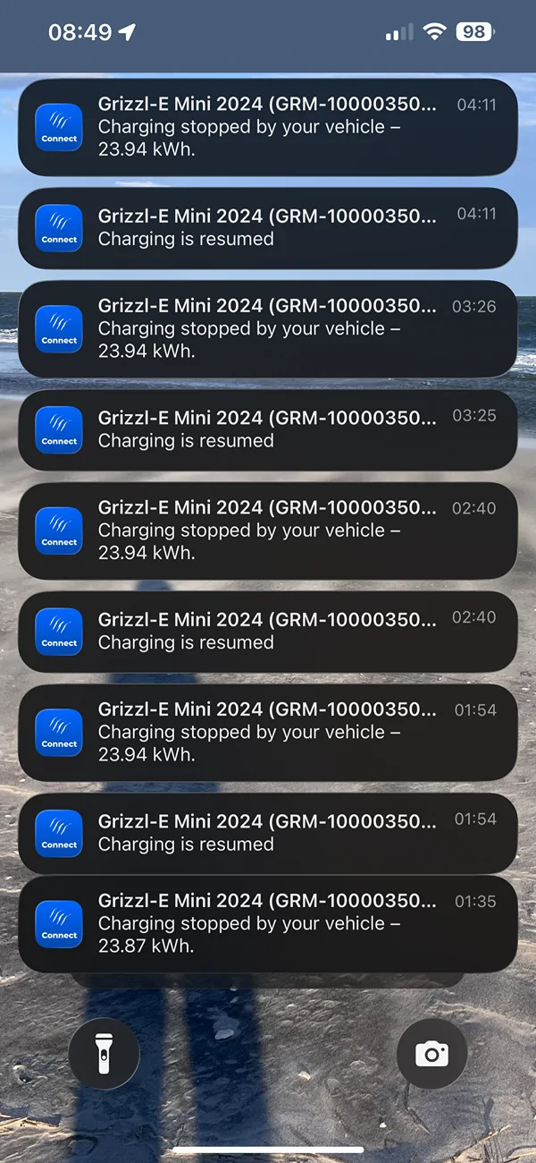 Rivian R1T R1S Frequent charging resume and stop after reaching % target IMG_0189