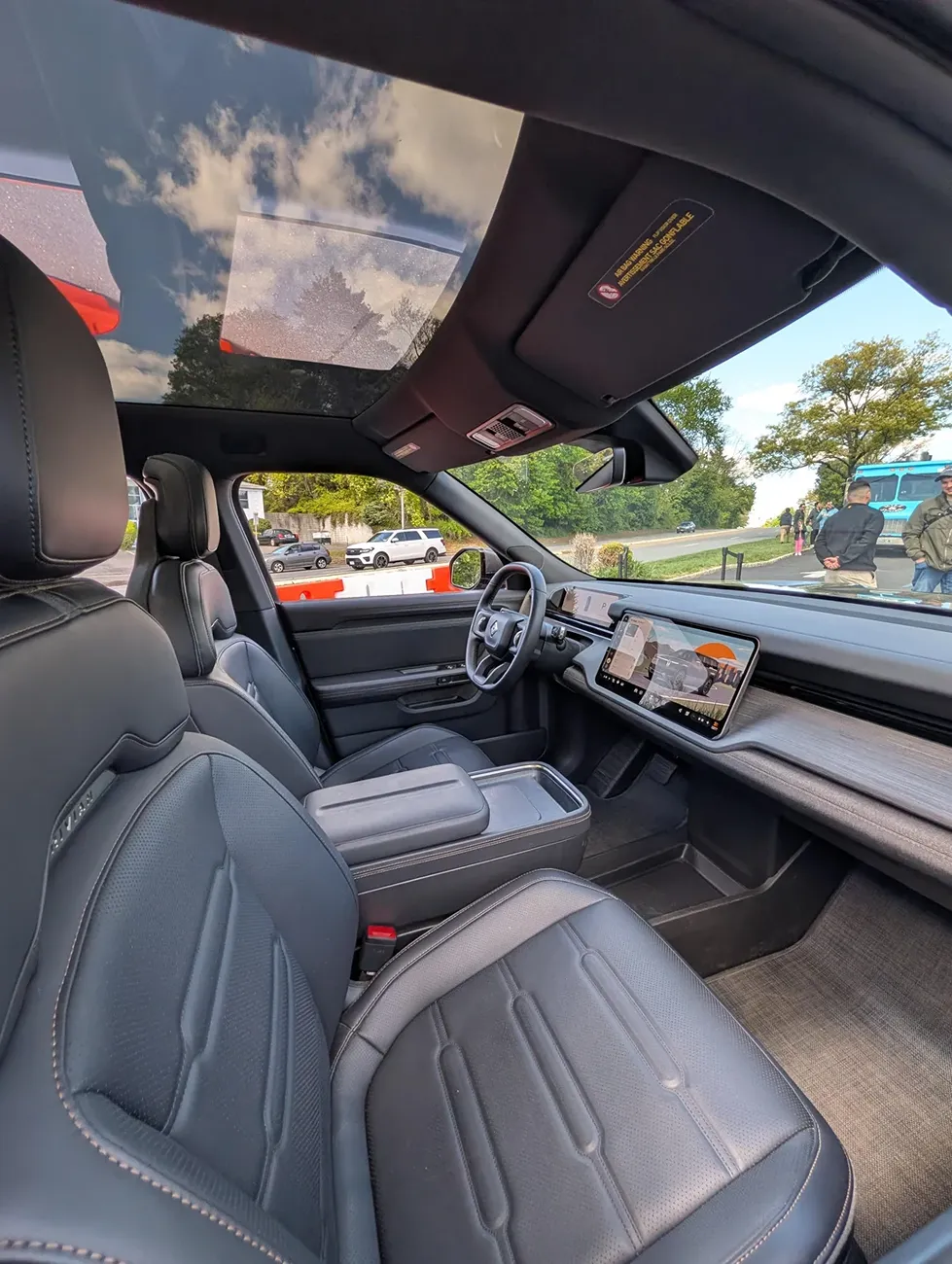 Rivian R1T R1S R2 Block Party @ Roslyn NY - Half Moon Grey, Catalina Cove, Midnight Black R2 photos & video 2026 2027 R2 interior cargo area 3