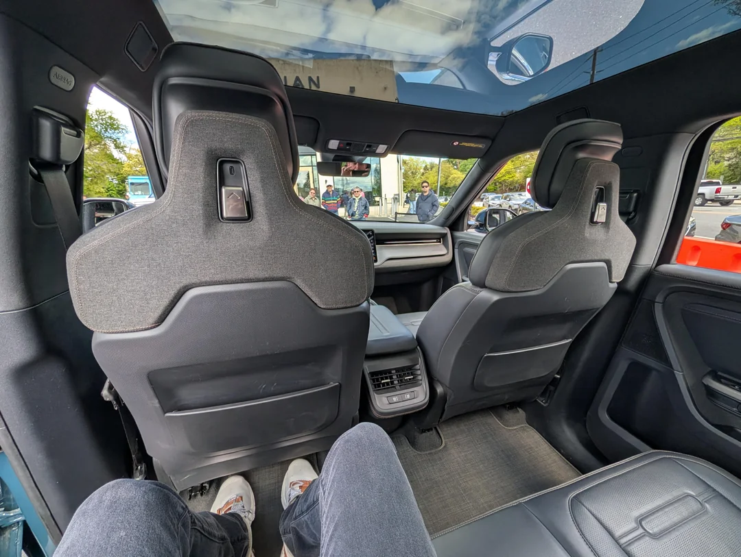 Rivian R1T R1S R2 Block Party @ Roslyn NY - Half Moon Grey, Catalina Cove, Midnight Black R2 photos & video 2026 2027 R2 interior cargo area 1