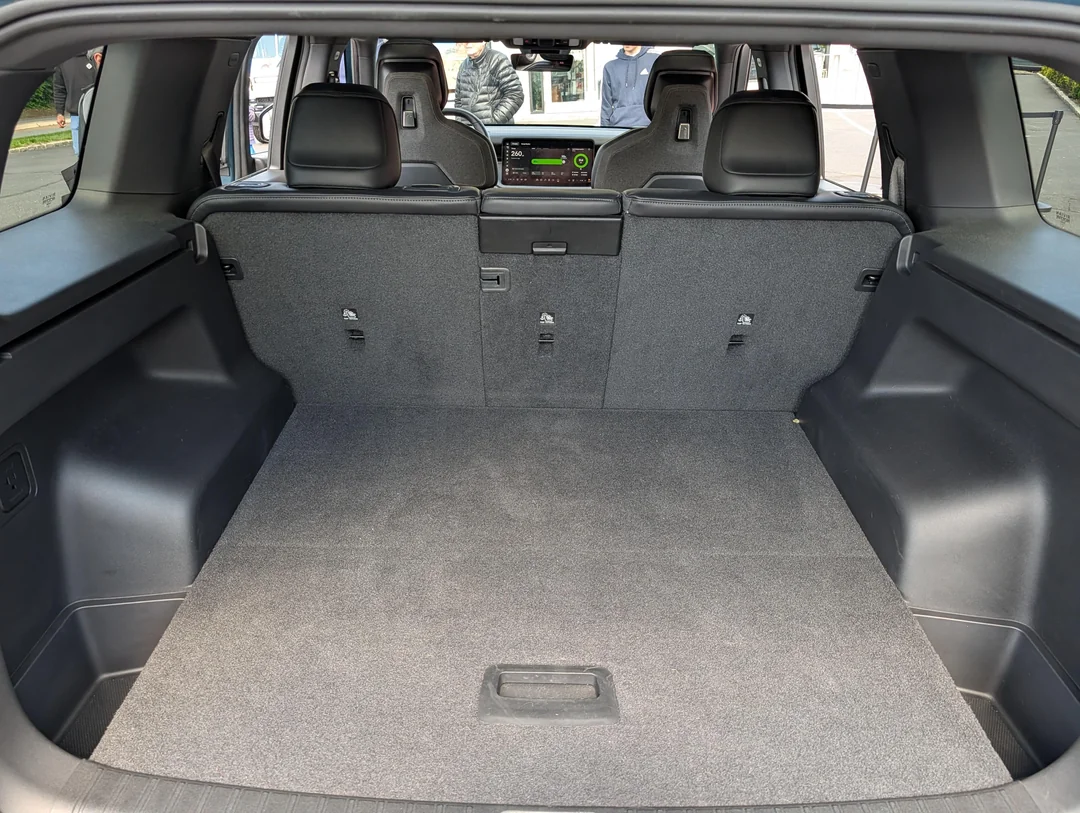 Rivian R1T R1S R2 Block Party @ Roslyn NY - Half Moon Grey, Catalina Cove, Midnight Black R2 photos & video 2026 2027 R2 interior cargo area 4