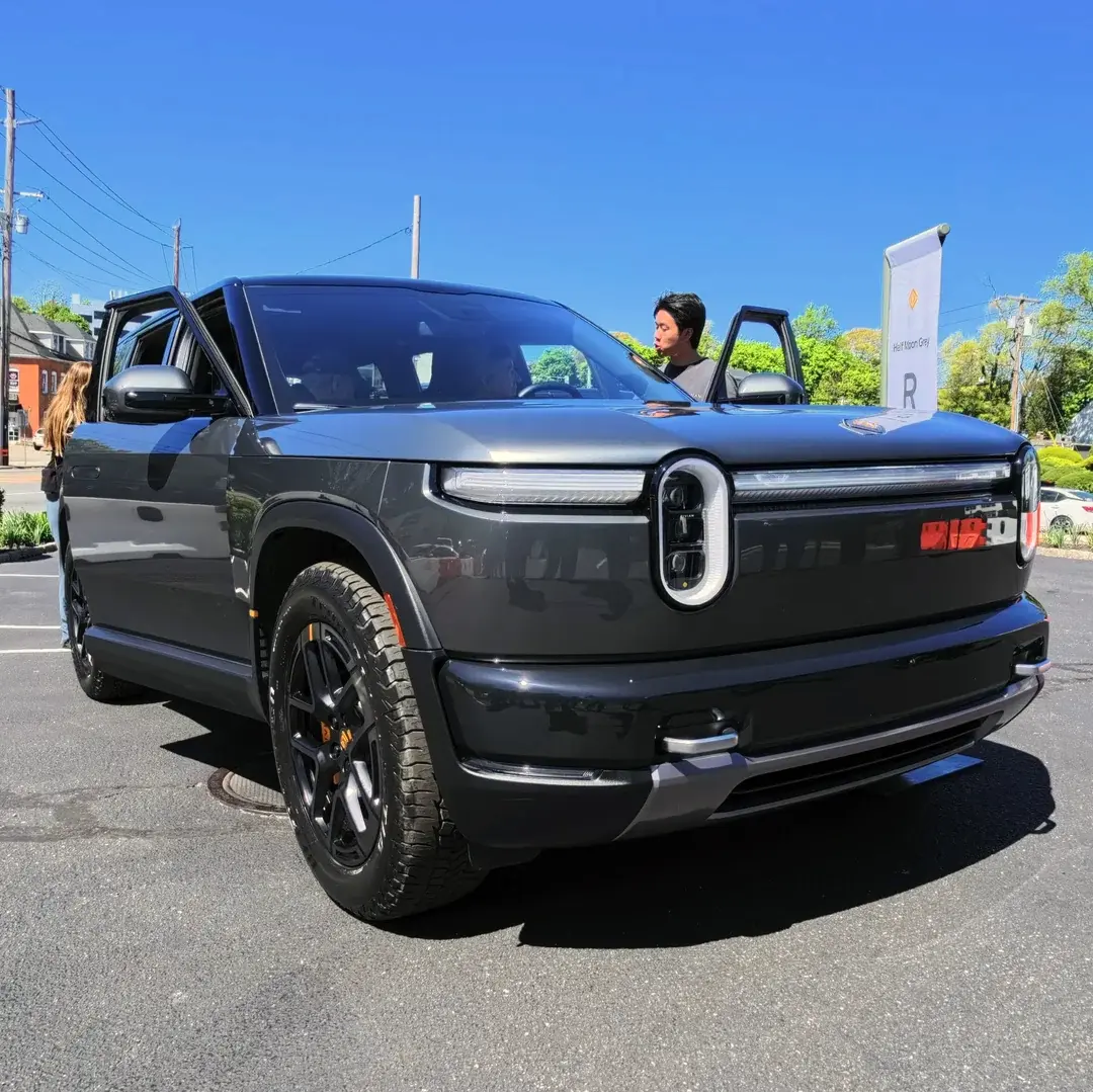 Rivian R1T R1S R2 Block Party @ Roslyn NY - Half Moon Grey, Catalina Cove, Midnight Black R2 photos & video R2 half moon grey photos pictures long island block party ny 7