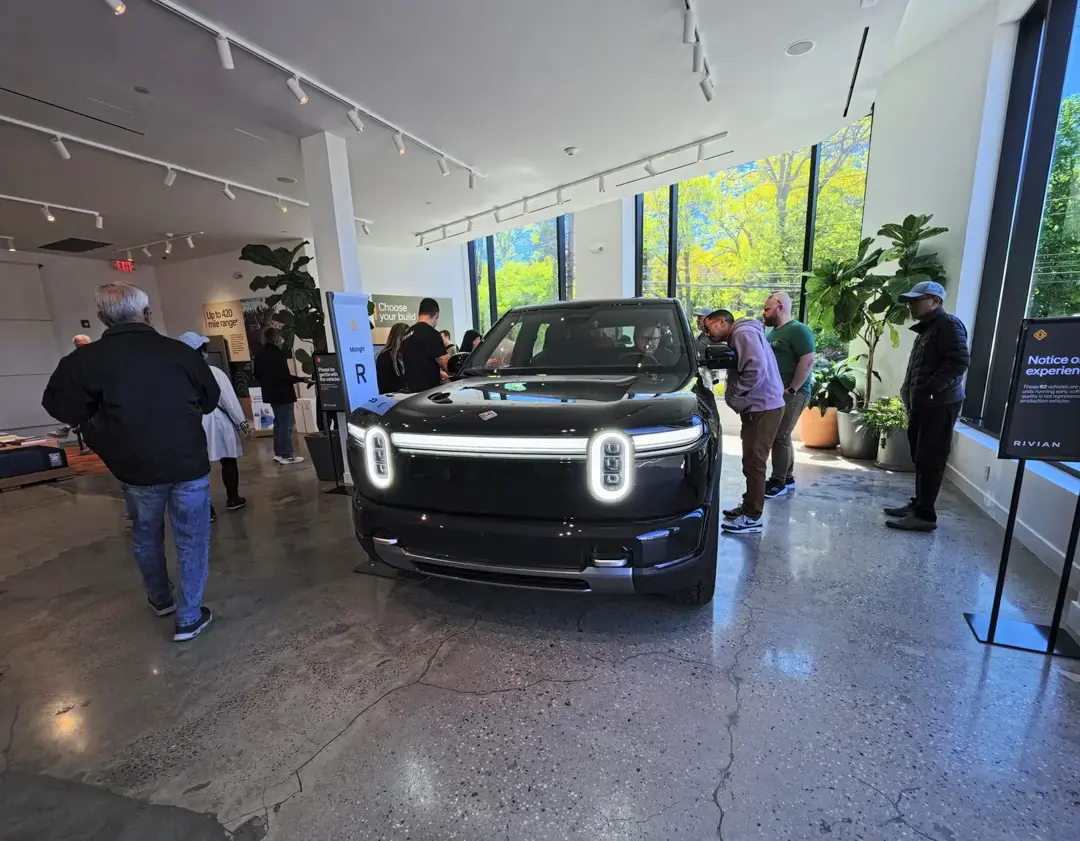 Rivian R1T R1S R2 Block Party @ Roslyn NY - Half Moon Grey, Catalina Cove, Midnight Black R2 photos & video Midnight Black R2 Rivian photos pictures 1