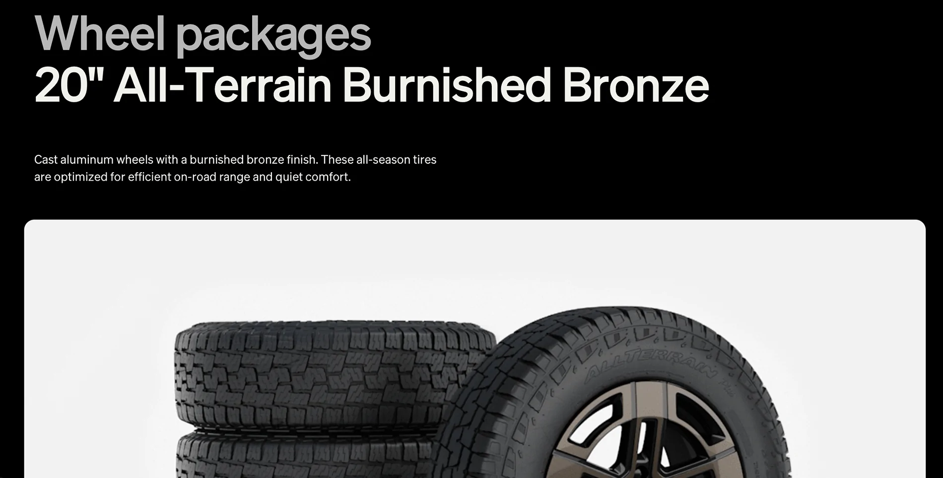 Rivian R1T R1S Surprised that the Quad-specific bronze finish All Terrain wheels are not forged, unlike the AT Darks available on lower models 1777995678924-ts