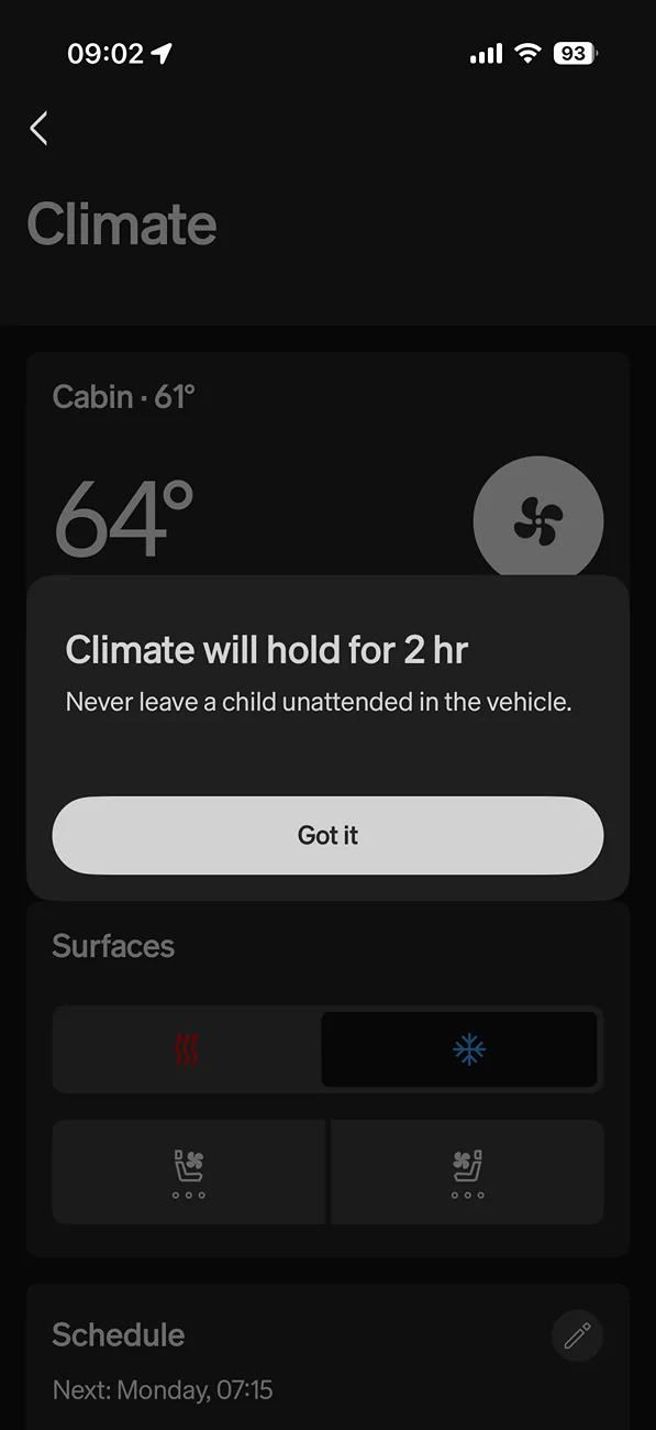 Rivian R1T R1S How to remotely turn on AND hold climate from app? IMG_3880