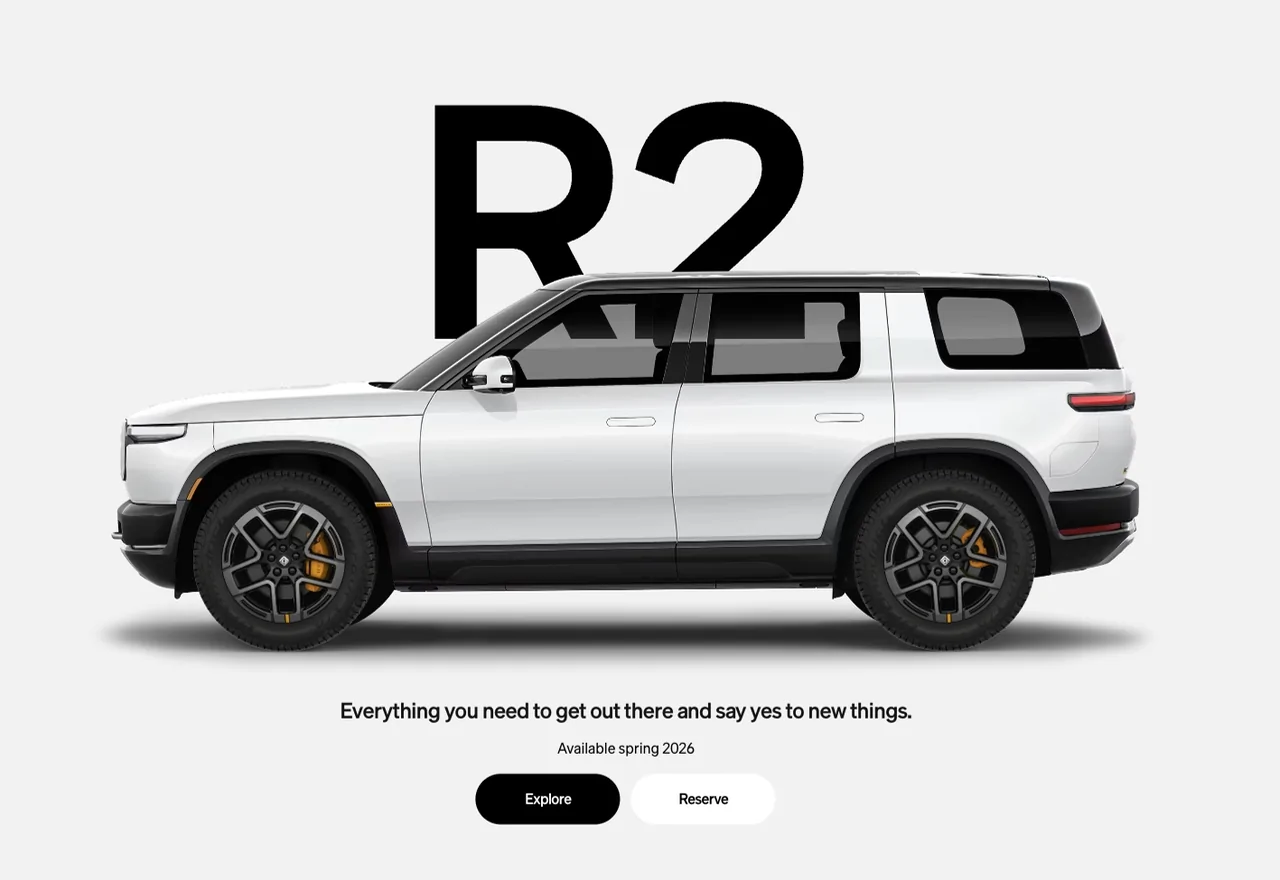 Rivian R1T R1S "Design Yours" link on R2 website Screenshot 2026-05-13 at 10.08.39 AM