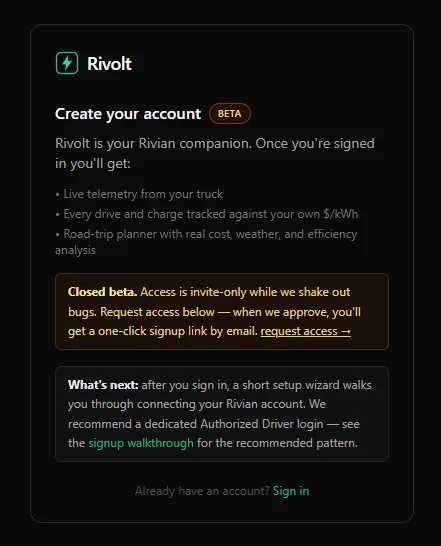 Rivian R1T R1S open-source Rivian drive/charge ledger and trip planner 1778759375106-0q