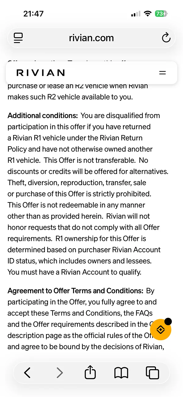 Rivian R1T R1S Transfer of R2 reservation IMG_4961