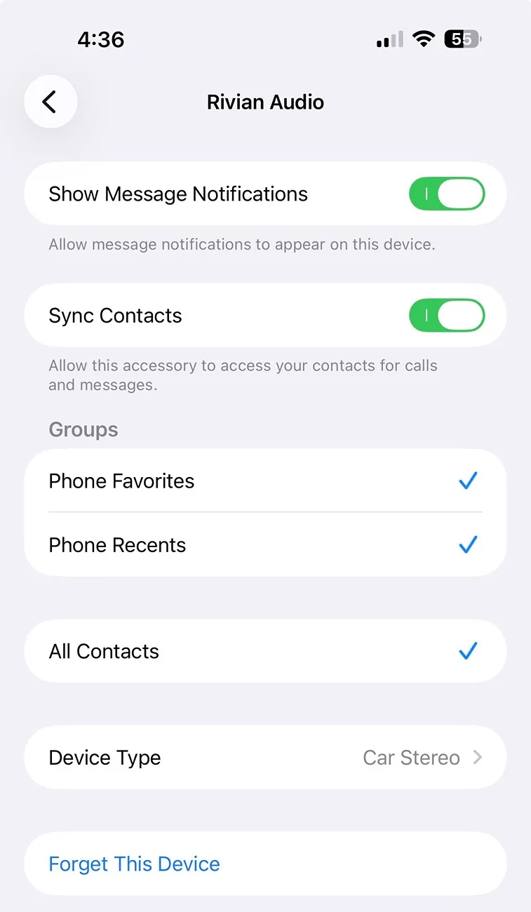 Rivian R1T R1S Assistant Cannot Read Contacts IMG_0995