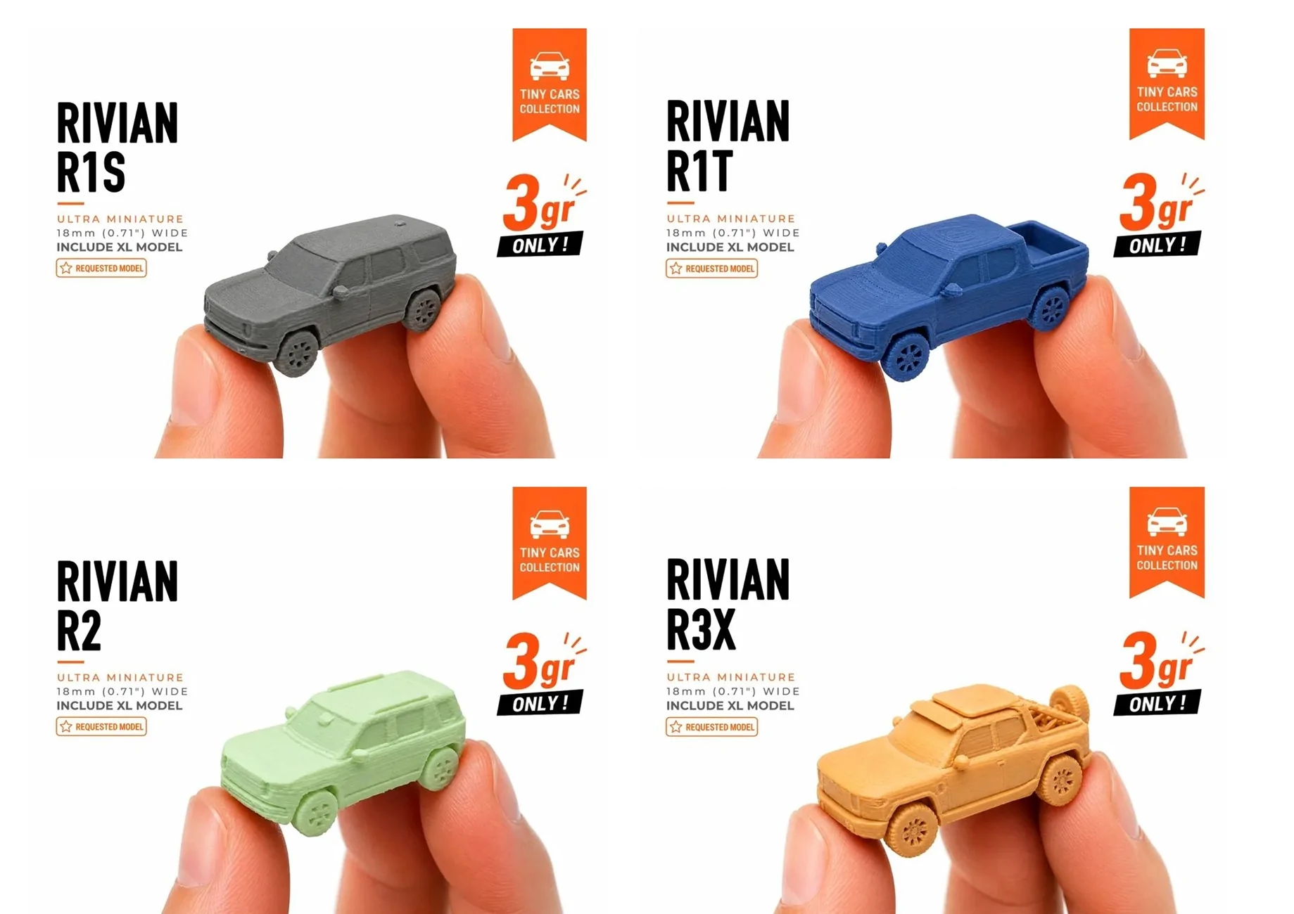 Rivian R1T R1S Mini Rivian 3D Print - R1S, R1T, R2, R3X 3d print mini rivian r1s r1t r2 r3x