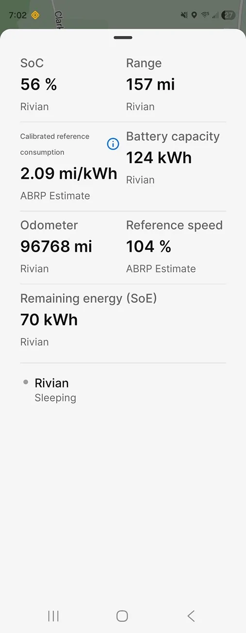 Rivian R1T R1S Battery Report after 3 years / 50K miles (R1S Launch Edition) Screenshot_20260520_190237_ABRP