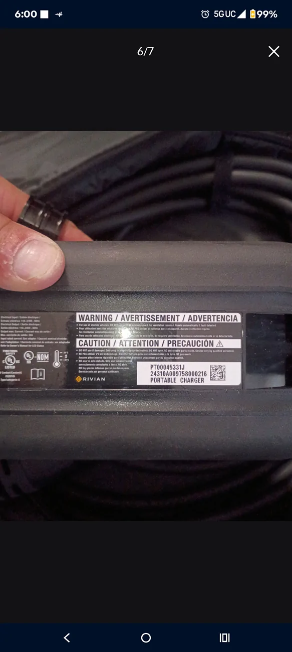 Rivian R1T R1S Brand new Rivian electric car charger portable version older circle 5 prong plug in style never used with both wall adapters $150 #9512412573 Screenshot_20260521-180052_OfferU