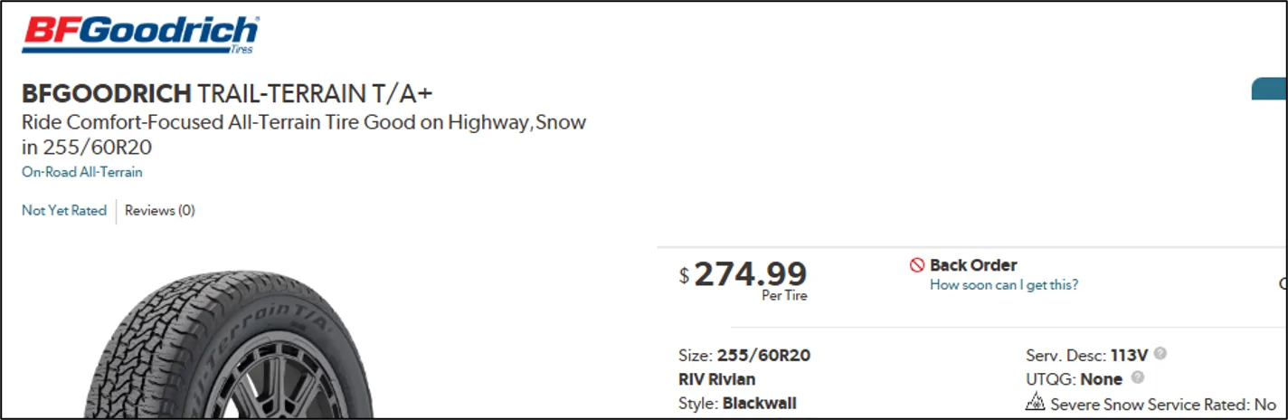 Rivian R1T R1S R2 Wheels Options, Tire Sizes, Width, Offset - Hub Bore Size - 19" and 20" 1779713633625-h3