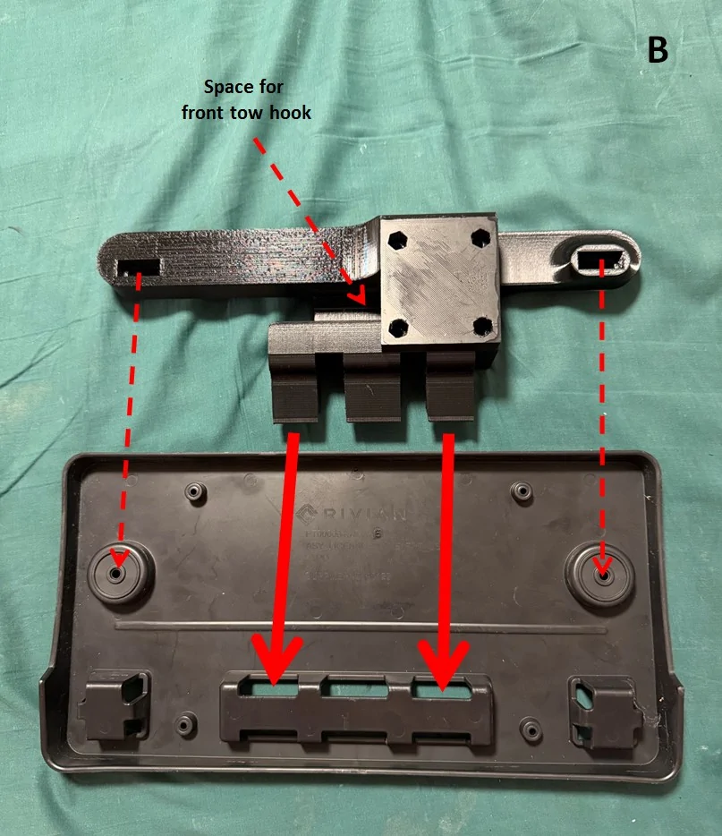Rivian R1T R1S For Sale: Miscellaneous R1 Accessories & Parts B. 3-D Printed No-Drill Front LP Mount