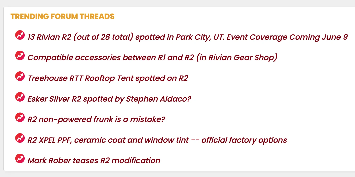Rivian R1T R1S Top 10 trends are all R2 now... Screenshot 2026-06-08 at 1.15.45 PM