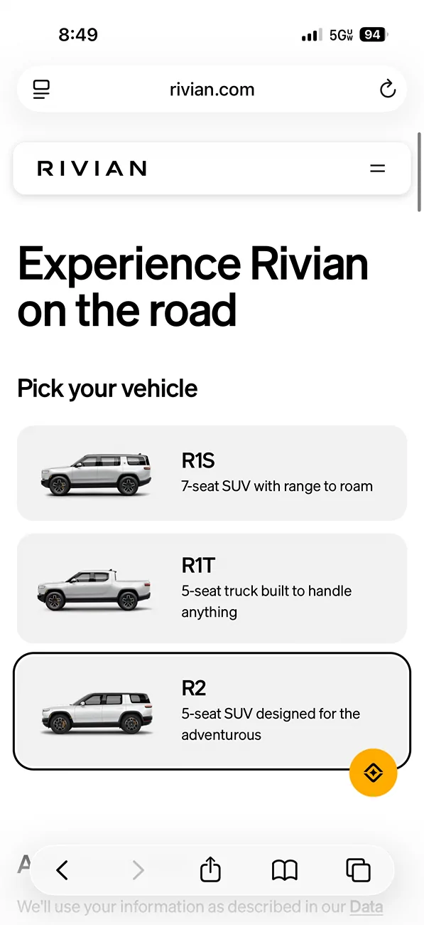 Rivian R1T R1S R2 Demo Drive Scheduling is LIVE! Anyone book test drive yet? IMG_2746