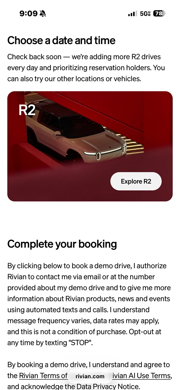 Rivian R1T R1S R2 Demo Drive Scheduling is LIVE! Anyone book test drive yet? IMG_4113