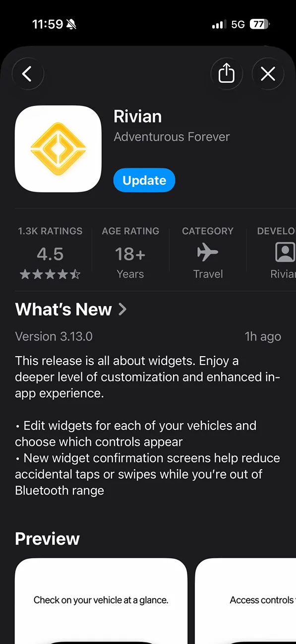 Rivian R1T R1S Rivian IOS App Update IMG_0484