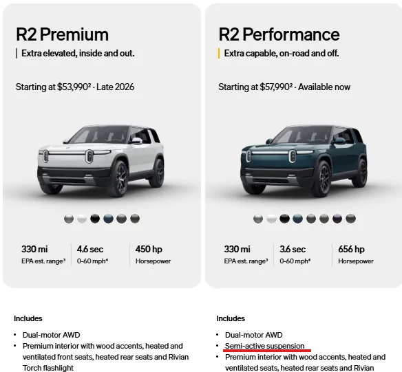 Rivian R1T R1S Semi-active suspension only comes in the launch edition? 1781183725506-3x