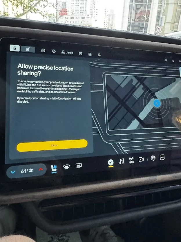 Rivian R1T R1S "Allow precise location sharing" page keeps coming up and intermittent data connectivity 1781273312968-q6