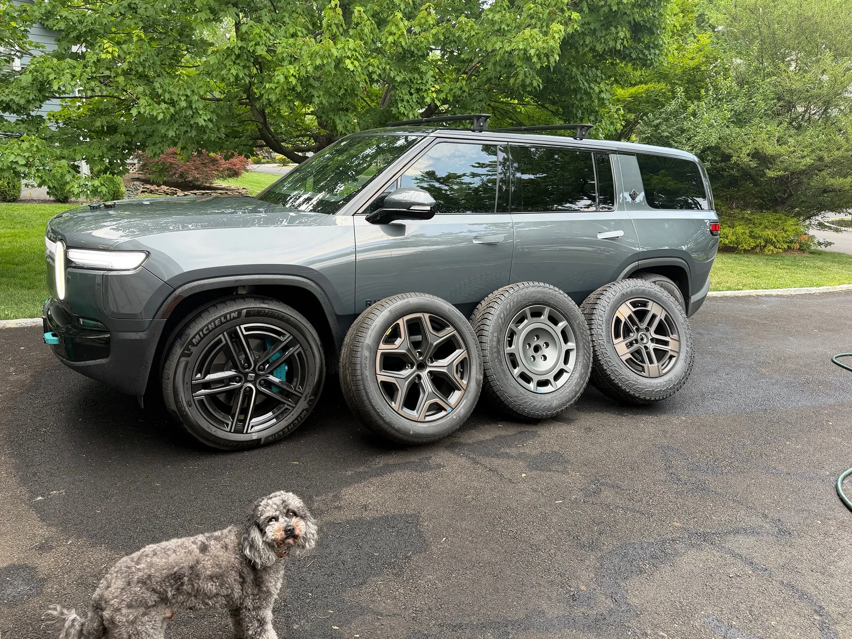 Rivian R1T R1S JOINED THE RIVIAN FAMILY IN FEBRUARY WITH A GEN 2 QUAD AND LOVING IT! HAD TO BUY ALL WHEEL SETS IMG_3406