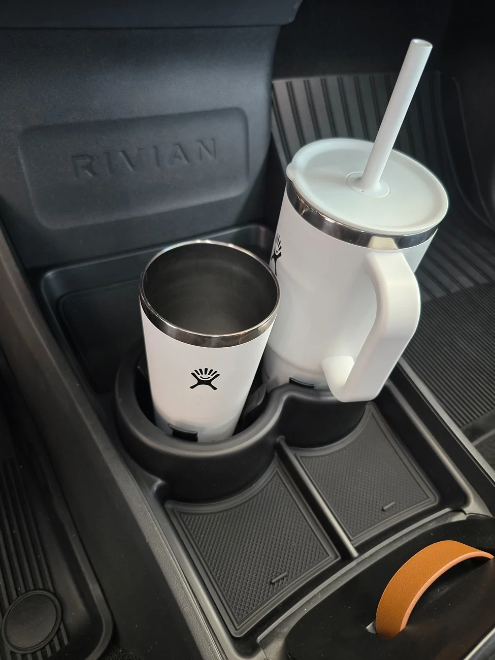 Rivian R1T R1S BestEVMod R1S Gen 1 Lower Center Console Tray fits larger bottles