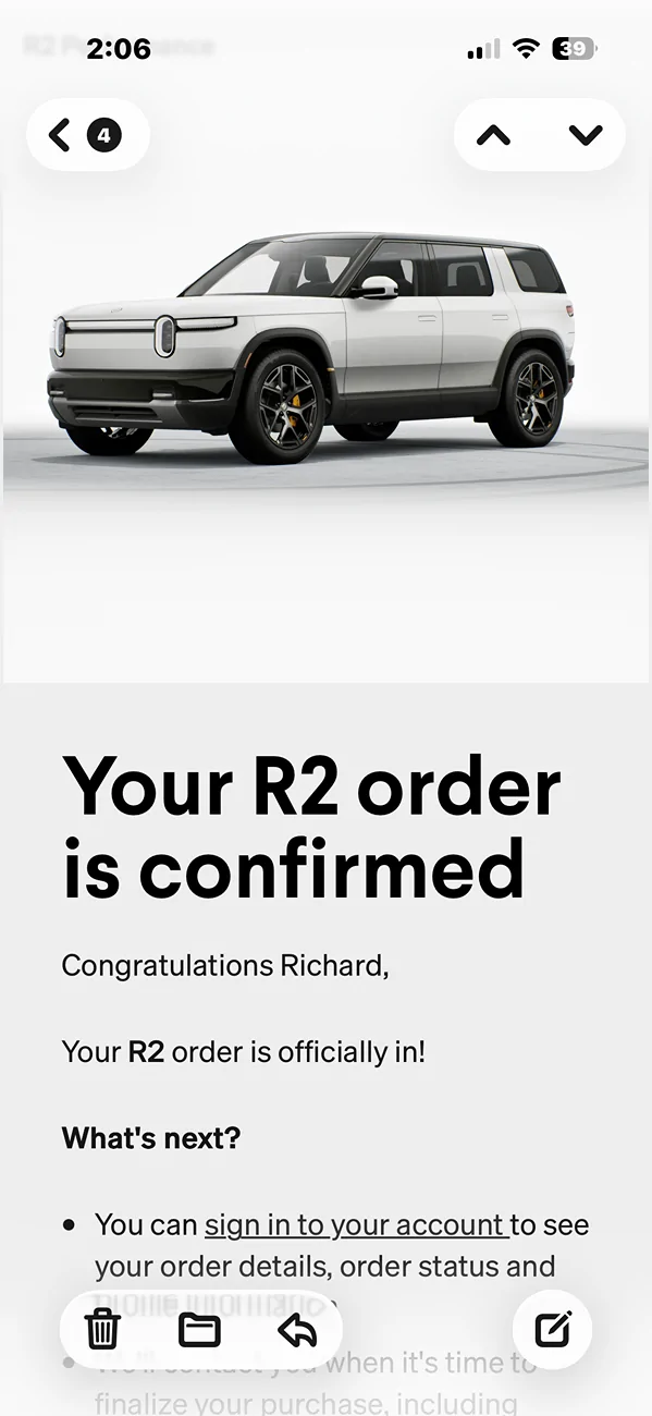 Rivian R1T R1S R2 order emails now going out IMG_5703