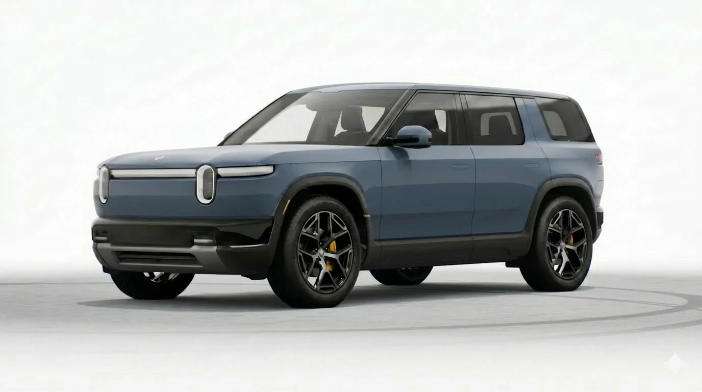 Rivian R1T R1S R2 Color Ranking Firefly_Gemini Flash_Repaint the color of the car body to be HEX #6d8196 941012